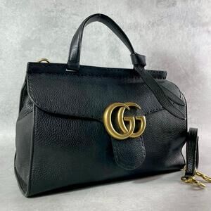 GUCCI GG Marmont Leather Black Shoulder Bag